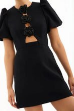 Load image into Gallery viewer, Rebecca Vallance Aubree Flower Mini Dress - Black  Hyde Boutique   
