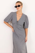 Load image into Gallery viewer, Among The Brave Accolade Mid Sleeve Tie Detail Midi Dress - Black White Mini Gingham Hyde Boutique
