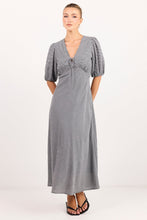 Load image into Gallery viewer, Among The Brave Accolade Mid Sleeve Tie Detail Midi Dress - Black White Mini Gingham Hyde Boutique
