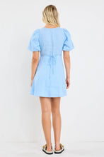 Load image into Gallery viewer, Among The Brave Adelaide Linen Puff Sleeve Panelled Mini Dress - Sky Blue Arriving Saturday
