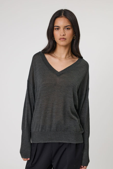 Marlow Alto Merino V Neck Knit - Moss Hyde Boutique