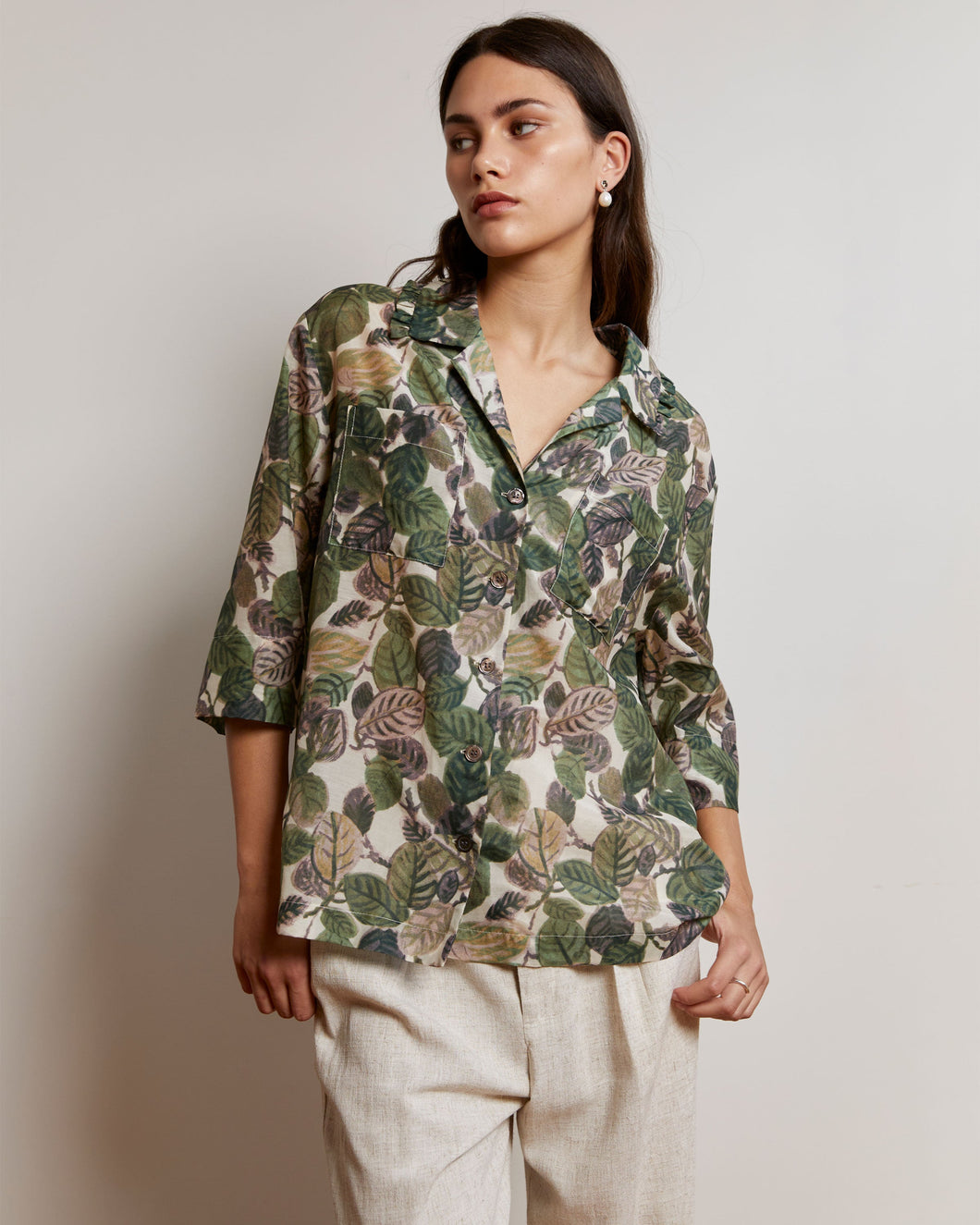 Mahsa Aroha Shirt - Leaf Print - Jungle  Hyde Boutique   