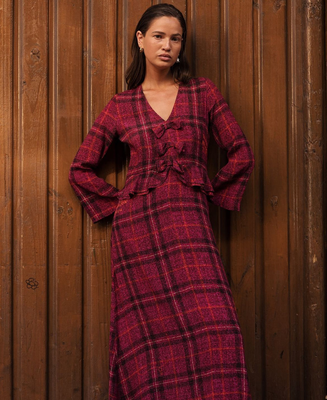 Salasai Bow Tie Dress - Mulberry Tweed  Hyde Boutique   