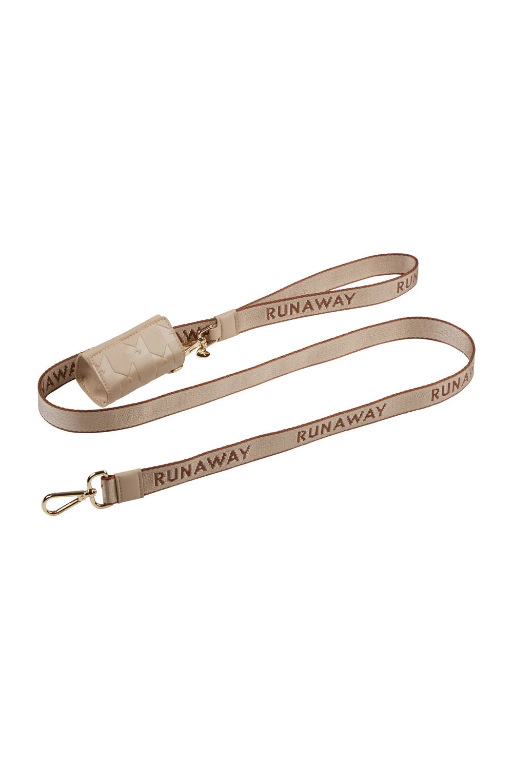 RUNAWAY WOVEN DOG LEASH & BAG HOLDER MACADAMIA/CHESTNUT Hyde Boutique