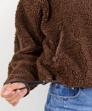 Load image into Gallery viewer, Stories Be Told Untold Quarter Zip Sherpa Sweatshirt - Chocolate Hyde Boutique
