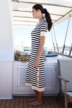 Load image into Gallery viewer, Cooper by Trelie Cooper Split Knit Fit Dress - Navy/Ivory Hyde Boutique
