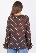 Load image into Gallery viewer, Among The Brave Bohemian Blouse - Chocolate Polkadot
