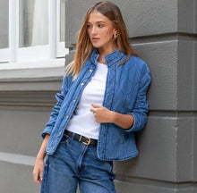 Load image into Gallery viewer, Stories Be Told Collared Apex Denim Quilted Jacket - Blue Hyde Boutique
