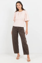 Load image into Gallery viewer, Stories Be Told Eventual Polkadot Top - Blush/Chocolate Apparel > Women > Clothing > Shirts &amp; Tops > Blouses > Puff Sleeve Tops > Stories Be Told Hyde Boutique
