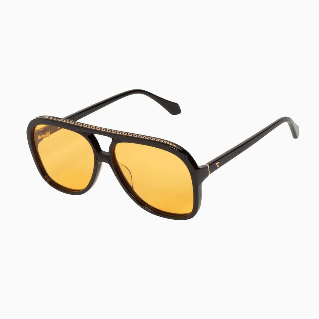 Valley Eyewear Bang - Gloss Black with Gold Metal Trim, Orange Lense  Hyde Boutique   