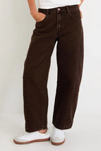 Load image into Gallery viewer, Among The Brave Varsity Barrel Jean - Chocolate Arriving Thursday
