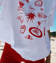 Load image into Gallery viewer, Zaziba A Few Of My Favourite Things Tee - White with Red Print Hyde Boutique
