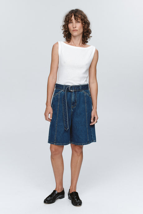 Marle Belted Jean Short - Washed Indigo Hyde Boutique