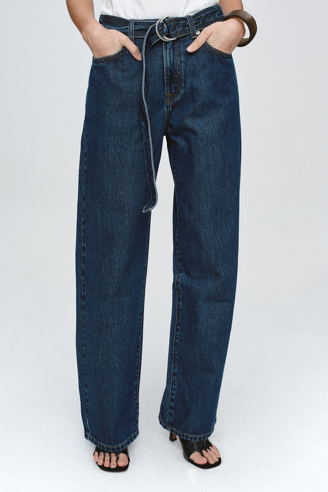 Marle Belted Wide Leg Jean - Classic Blue