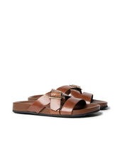 Load image into Gallery viewer, La Tribe Buckle Strap Slide - Cognac Hyde Boutique
