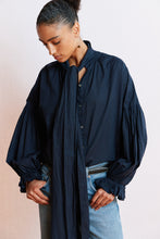 Load image into Gallery viewer, Måhsa Bow Blouse - Navy Hyde Boutique
