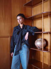 Load image into Gallery viewer, Måhsa Bow Blouse - Navy Hyde Boutique
