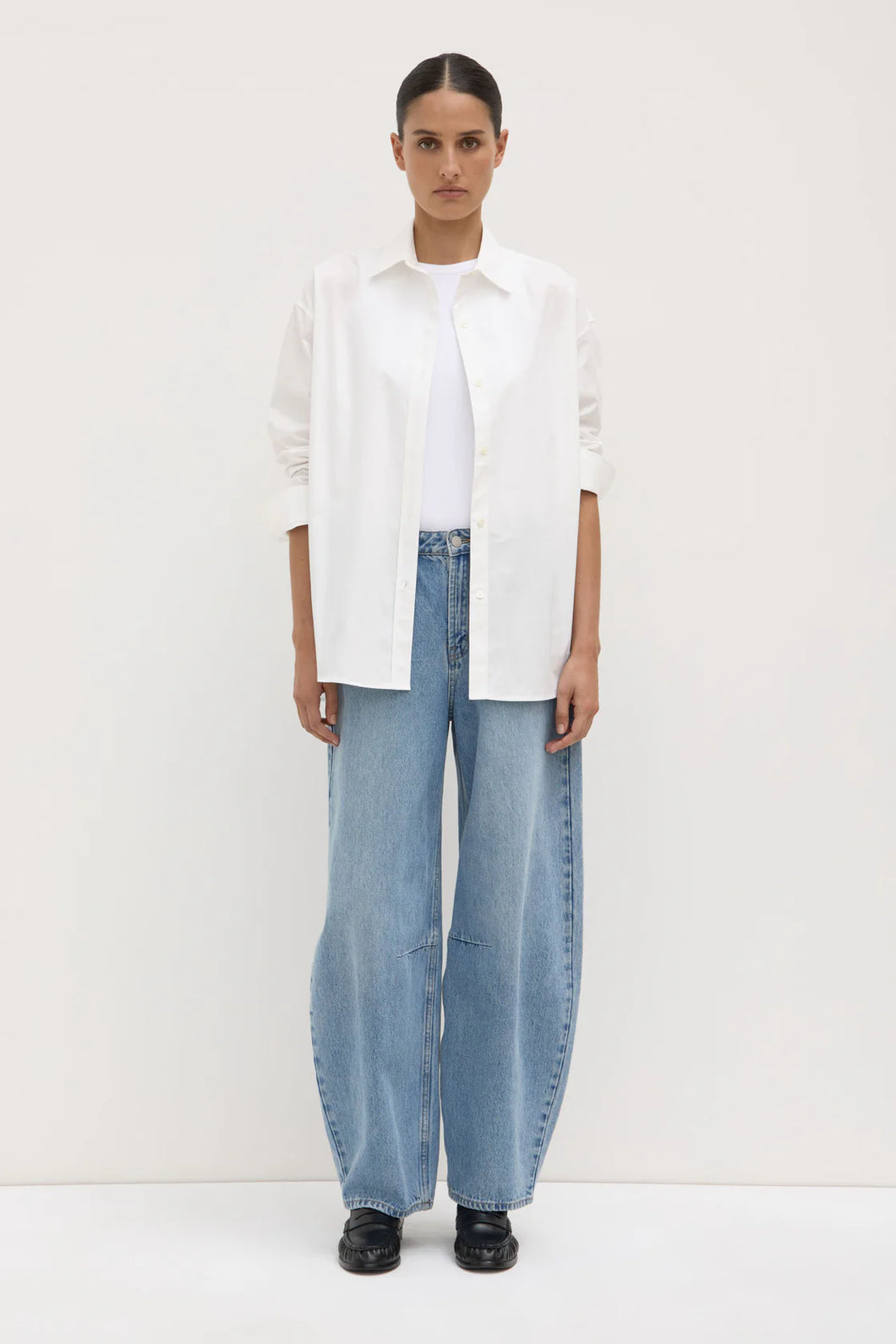 Assembly Label Marigold Poplin Long Sleeve Shirt - White