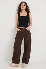 Load image into Gallery viewer, Among The Brave Varsity Barrel Jean - Chocolate Arriving Thursday
