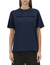 Load image into Gallery viewer, Camilla and Marc Tia Flocking Logo Tee - Navy
