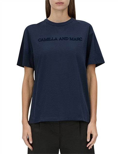 Camilla and Marc Tia Flocking Logo Tee - Navy