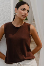 Load image into Gallery viewer, Among The Brave Salute Relaxed Sleeveless Knit Tank Top - Chocolate
