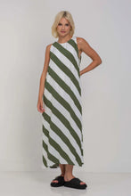 Load image into Gallery viewer, Blak The Label Finally Here Dress - Dried Mint/Ivory Diagonal Stripe Hyde Boutique
