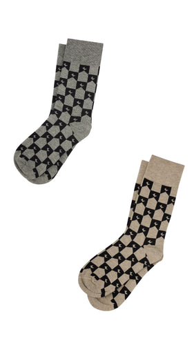 Karen Walker Runaway Girl Socks 2 Pack - Grey Black/Natural Black Hyde Boutique
