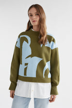 Load image into Gallery viewer, Elk Leben Sweater - Washer Blue/Artichoke Hyde Boutique
