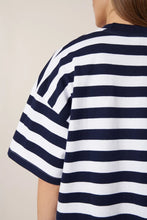 Load image into Gallery viewer, Kowtow Oversized Boxy Tee - Navy White Stripe Apparel > Women > Clothing > Tops > T-Shirts > Kowtow Kowtow
