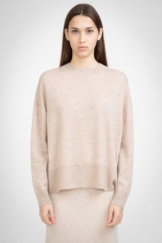 Aleger Cashmere N.39 Cashmere High Low Crew - Champagne  Hyde Boutique   