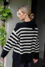 Load image into Gallery viewer, Caitlin Crisp Rupert Knit - Black Stripe Shirts &amp; Tops Hyde Boutique   
