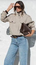 Load image into Gallery viewer, Stories Be Told Funnel Neck Trench Jacket - Taupe Arriving End October Hyde Boutique
