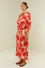 Load image into Gallery viewer, Palm Noosa Olive Shirt Dress - Red Hibiscus  Hyde Boutique   
