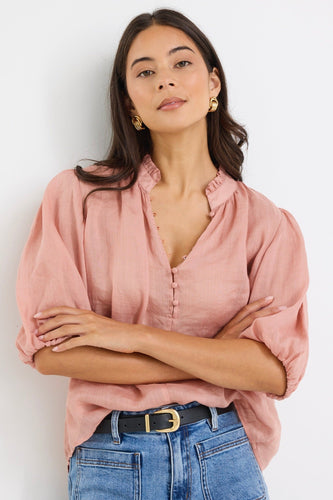 Ivy + Jack Closure Short Sleeve Top - Blush Hyde Boutique