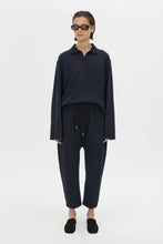 Load image into Gallery viewer, Moreno Long Sleeve Polo Top - Navy Hyde Boutique
