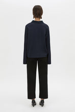 Load image into Gallery viewer, Moreno Long Sleeve Polo Top - Navy Hyde Boutique
