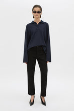 Load image into Gallery viewer, Moreno Long Sleeve Polo Top - Navy Hyde Boutique
