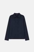 Load image into Gallery viewer, Moreno Long Sleeve Polo Top - Navy Hyde Boutique
