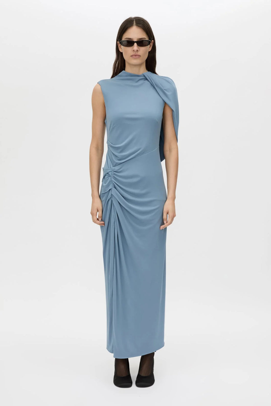 Camilla and Marc Paloma Draped Sleeve Dress - Dusty Blue