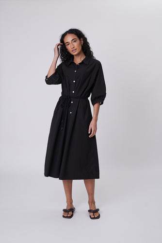 Marlow Cascade Shirt Dress - Black Hyde Boutique