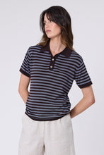Load image into Gallery viewer, Marlow Chime Knit Polo - Carob Stripe
