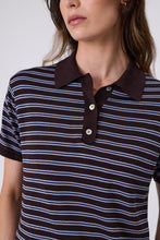 Load image into Gallery viewer, Marlow Chime Knit Polo - Carob Stripe
