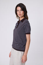 Load image into Gallery viewer, Marlow Chime Knit Polo - Carob Stripe
