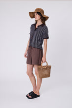 Load image into Gallery viewer, Marlow Chime Knit Polo - Carob Stripe
