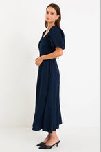 Load image into Gallery viewer, Stories be Told Chorus Puff Sleeve Scoop Neck Floaty Maxi Dress - Navy Hyde Boutique
