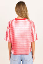 Load image into Gallery viewer, Stories Be Told Cohesion Oversized Contrast Binding Boxy SS Tee - Pink Red Stripe
