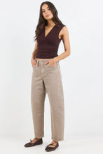 Load image into Gallery viewer, Stories be Told Idolise Taupe Stretch Soft Barrel Jean Arriving Friday
