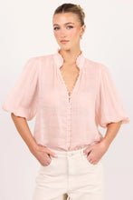 Load image into Gallery viewer, Ivy + Jack Continuance Semi Sheer High Neck Buttoned Short Sleeve Top - Blush Apparel > Women > Clothing > Tops > Short Sleeve Tops > Ivy Jack Hyde Boutique
