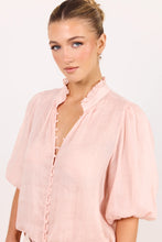 Load image into Gallery viewer, Ivy + Jack Continuance Semi Sheer High Neck Buttoned Short Sleeve Top - Blush Apparel > Women > Clothing > Tops > Short Sleeve Tops > Ivy Jack Hyde Boutique
